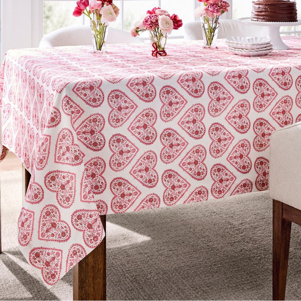 Pottery Barn Heart Organic Cotton Tablecloth